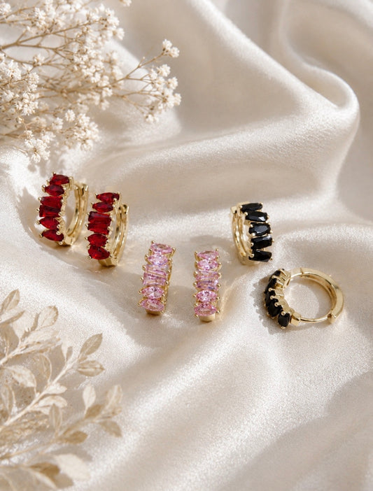 Marquise & Baguette Zirconia Huggie Earrings