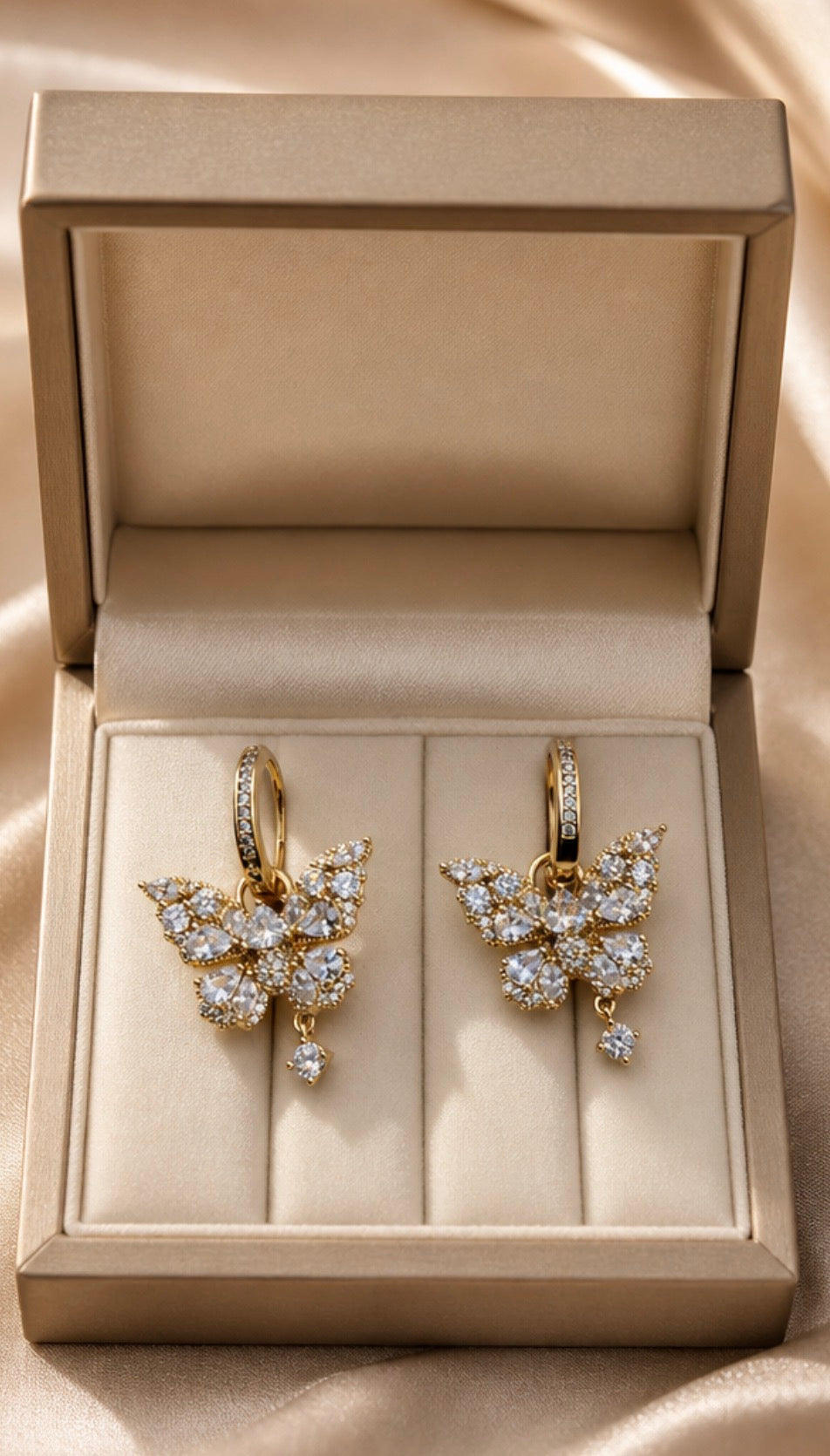 Butterfly Crystal Drop Huggie Earring
