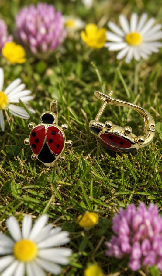 Ladybug Huggie Earrings