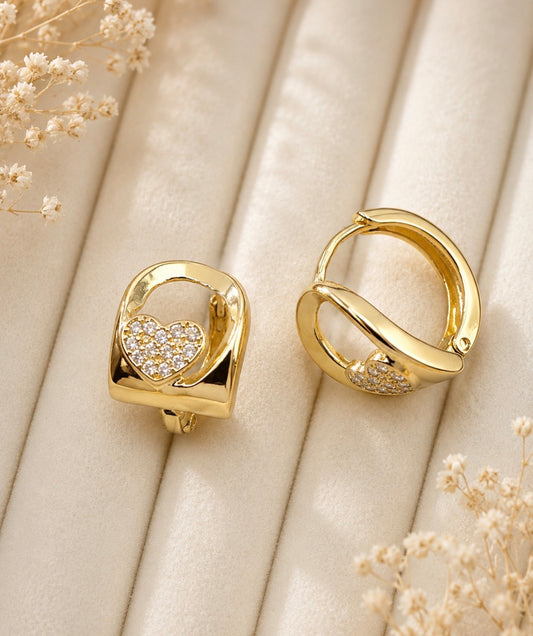 Heart Pavé Huggie Earrings