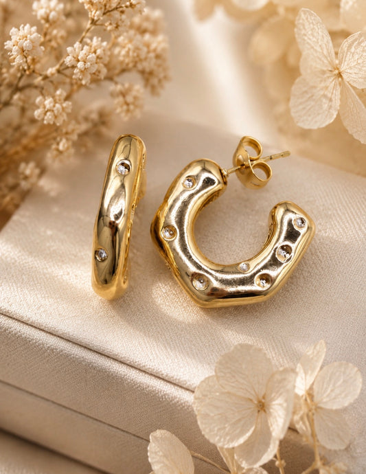 Organic CZ Huggie Earrings