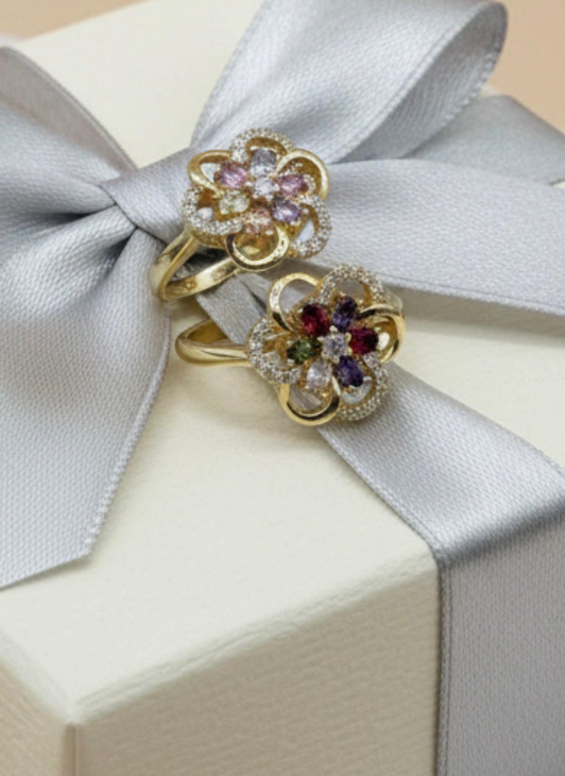 Multicolor Flower Zirconia Ring