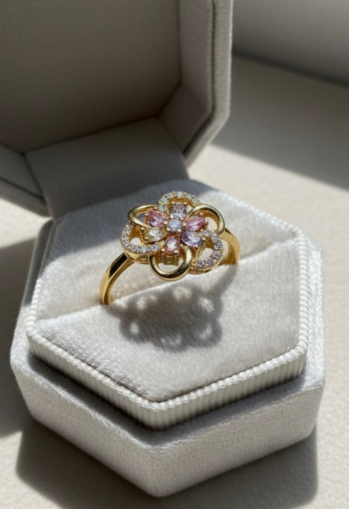 Multicolor Flower Zirconia Ring
