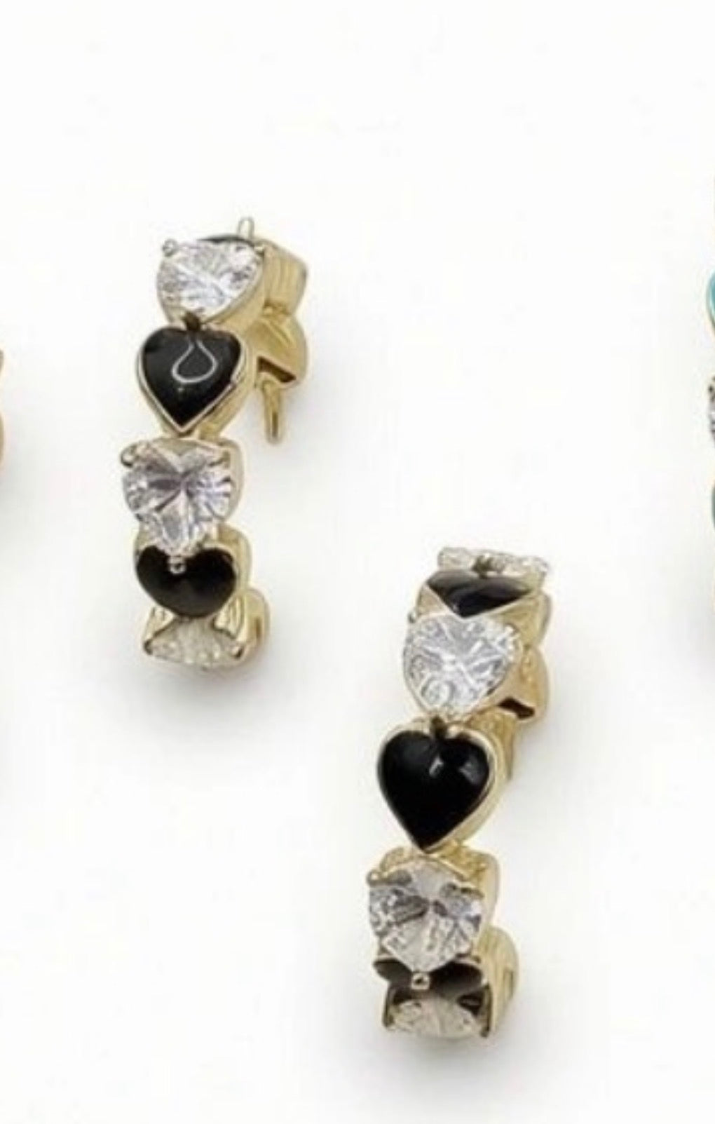 Color Heart Half Hoop Earrings