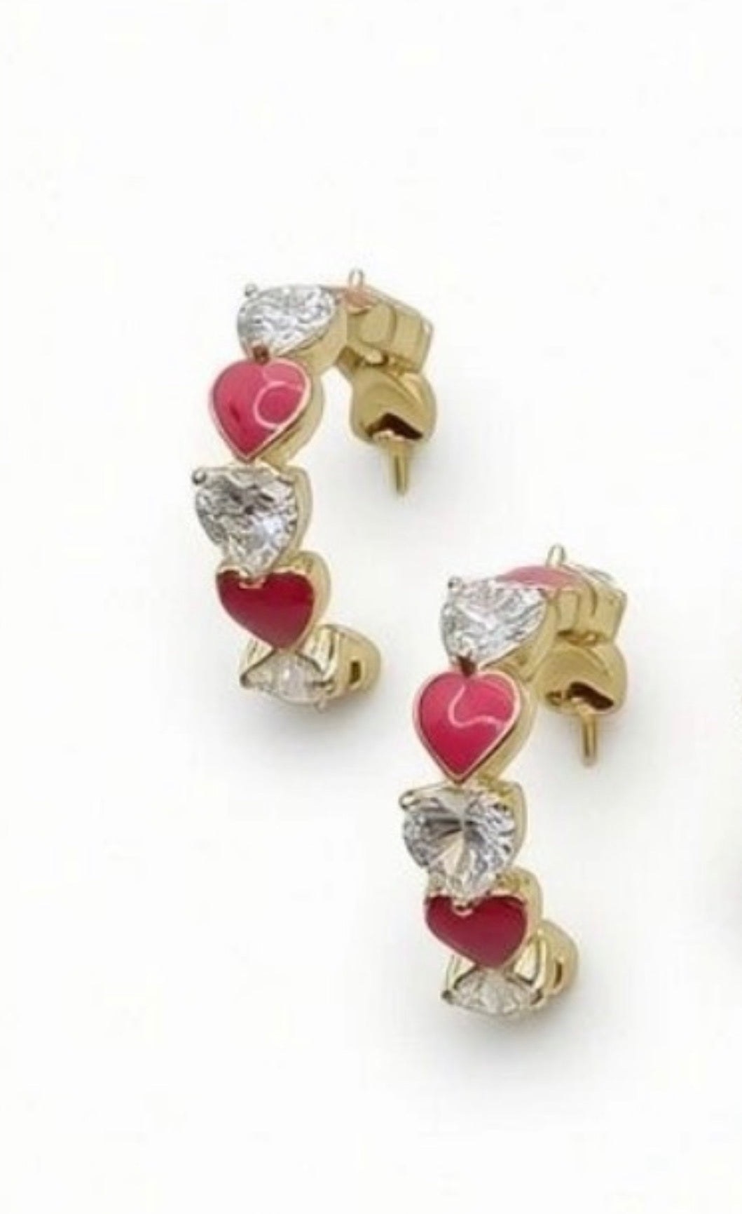 Color Heart Half Hoop Earrings