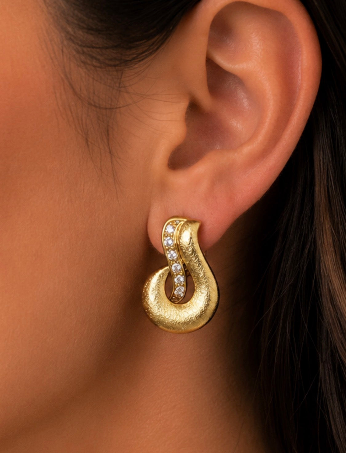 Textured Gold Twist Drop Earrings