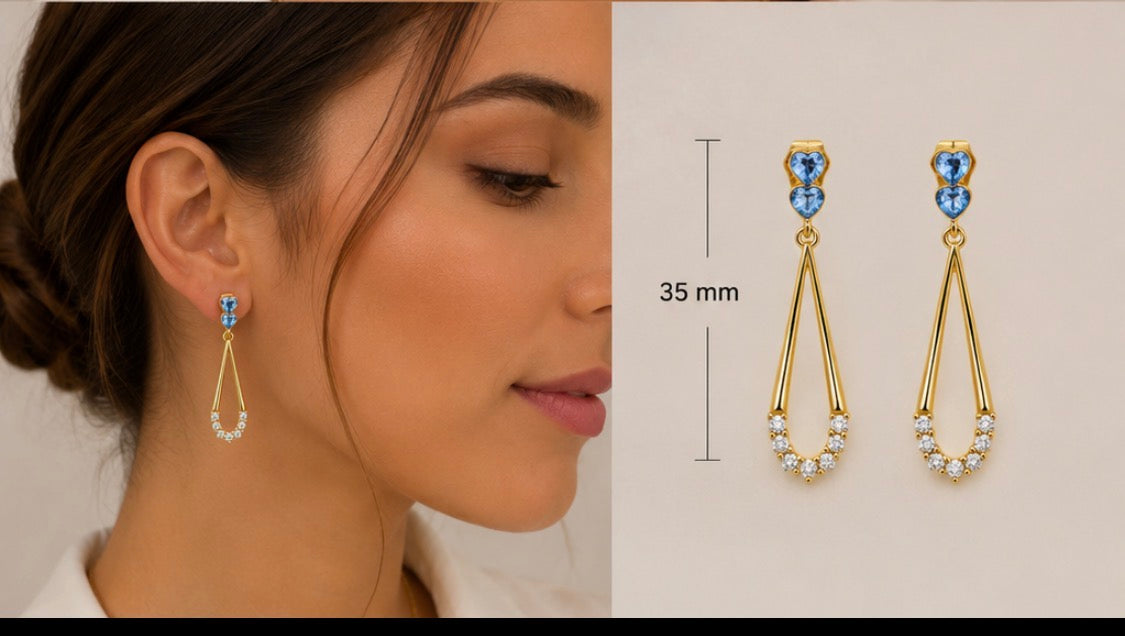 Blue Heart Drop Earrings