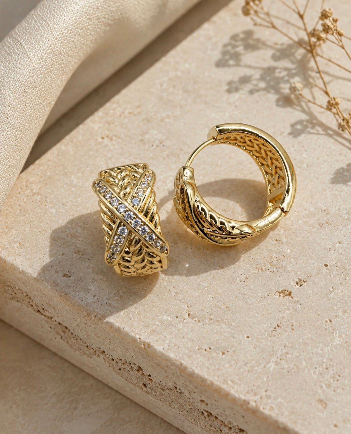 Woven Huggie Earrings