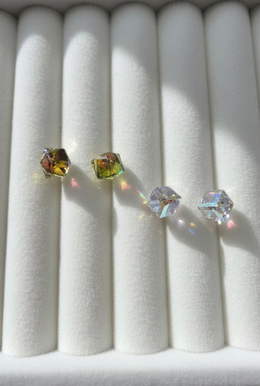 Aurora Crystal Geometric Stud Earrings