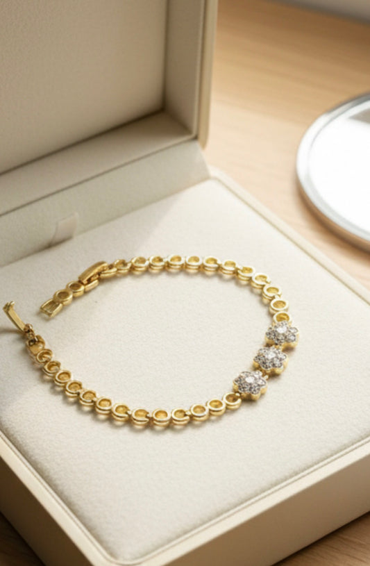 Floral Zirconia Link Bracelet