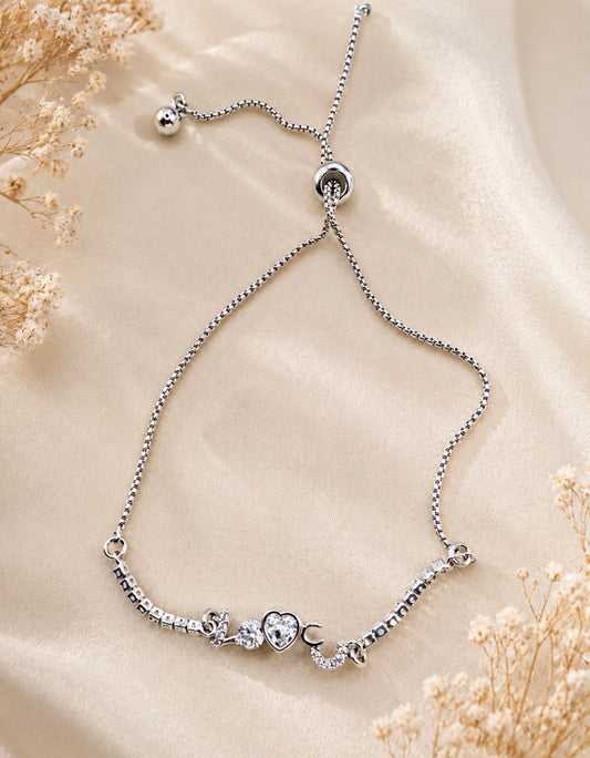 Adjustable Heart Charm Bracelet