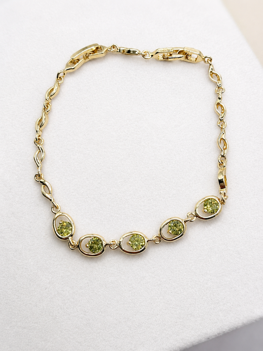 Green Crystal Link Bracelet