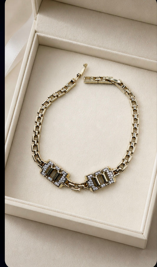 Zirconia Double Square Bracelet