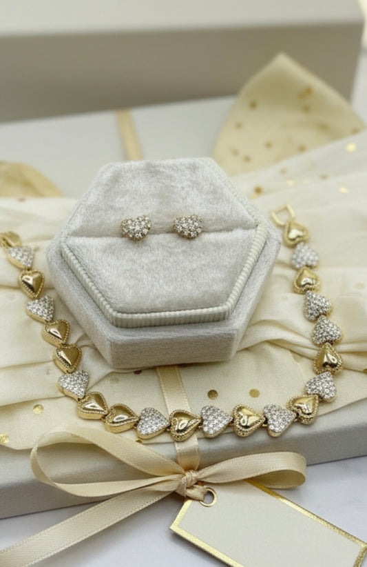 Heart Pavé Zirconia Jewelry Set