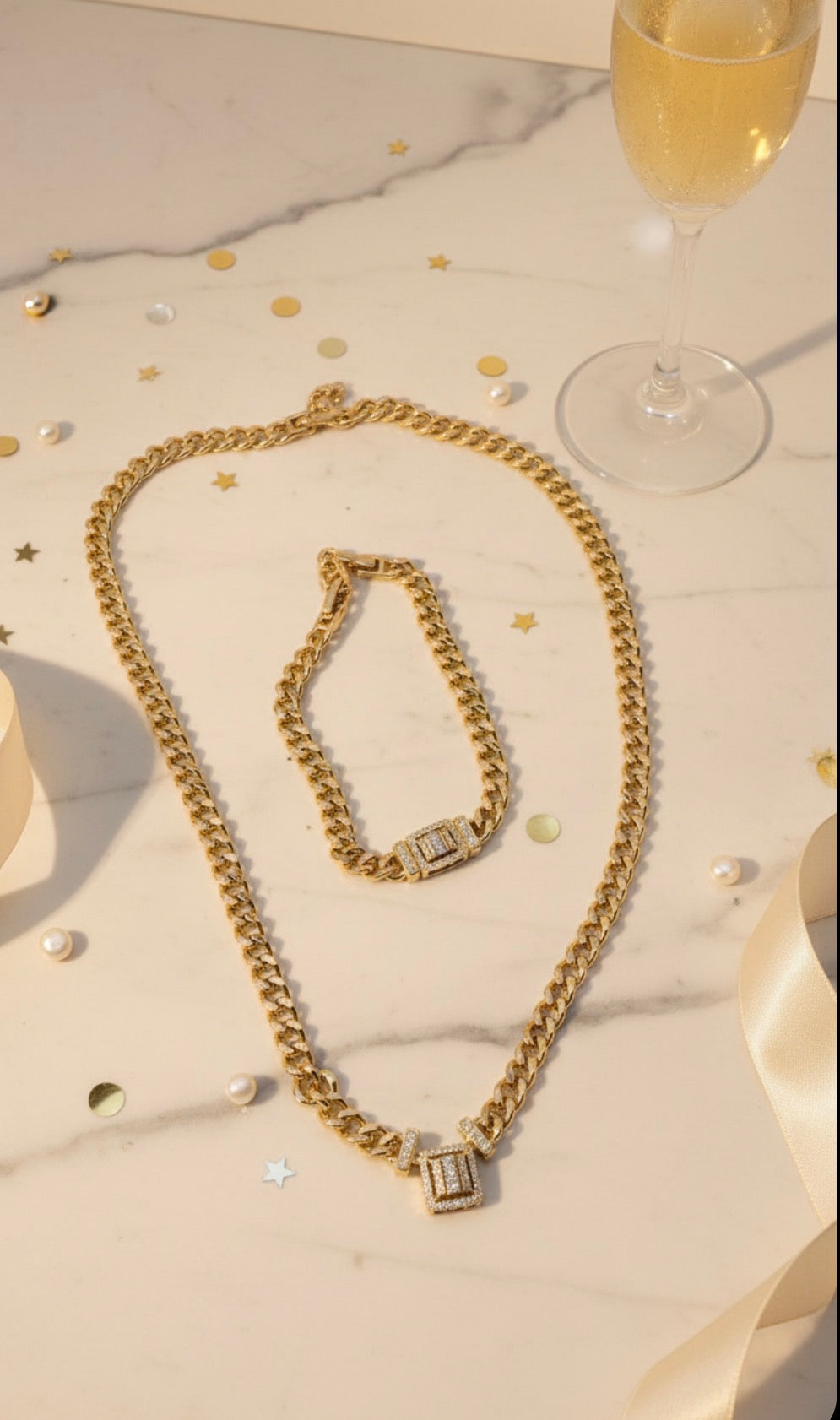 Cuban Link Necklace & Bracelet Set