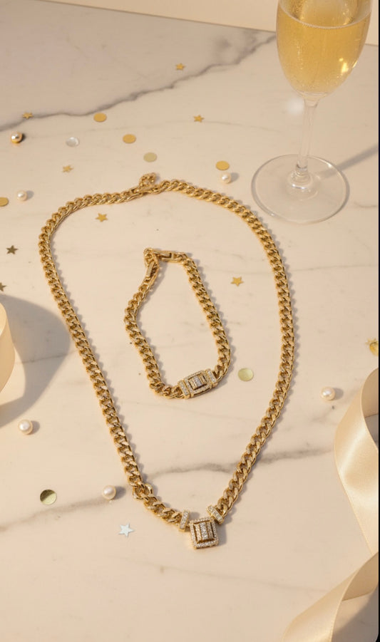 Cuban Link Necklace & Bracelet Set