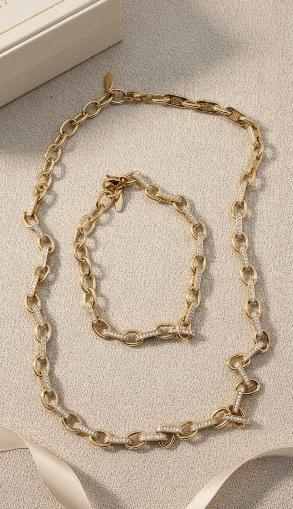 Adjustable Link Necklace & Bracelet Set