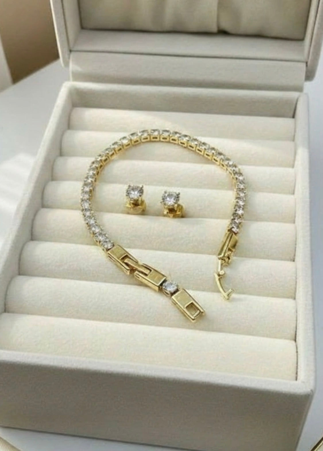 Tennis Bracelet and Stud Earrings Set