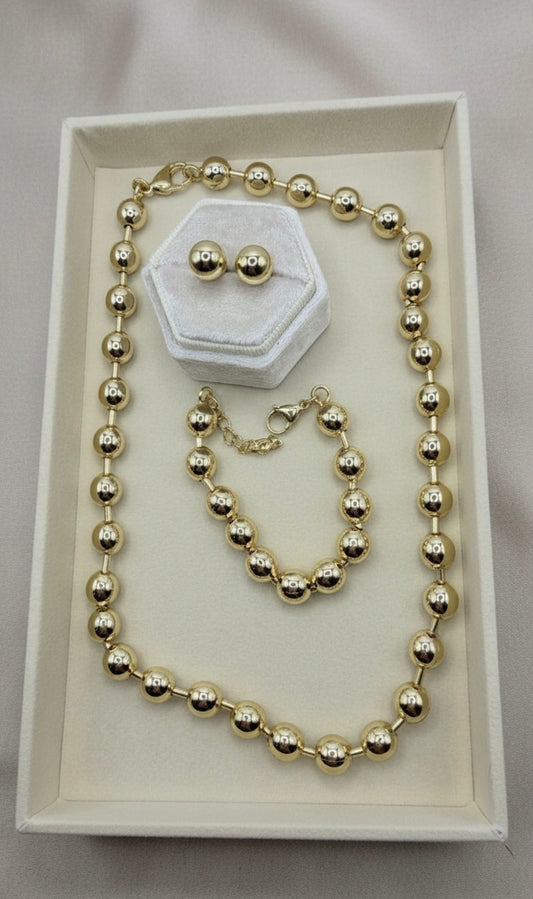 Beaded Jewelry Set- Necklace, Bracelet & stud Earrings