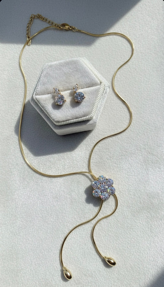Radiant Flower Lariat Necklace Set