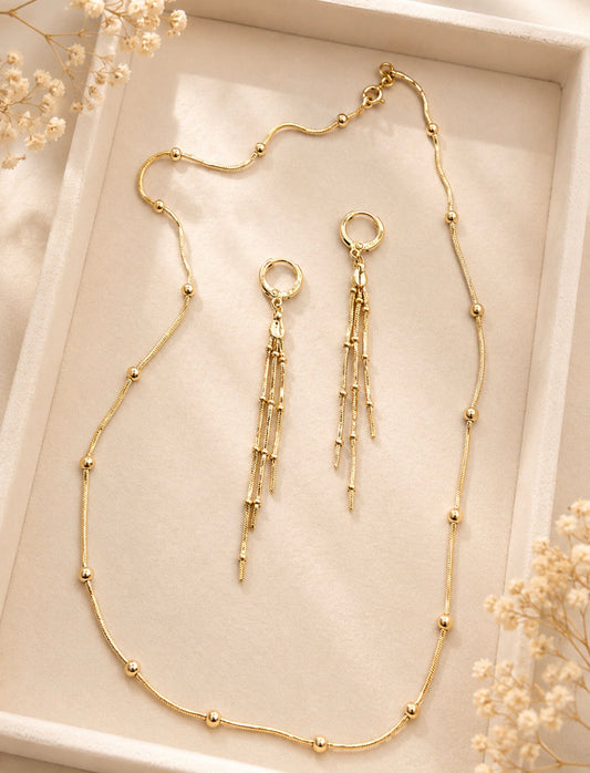 Beaded Necklace & Tassel Earring Set