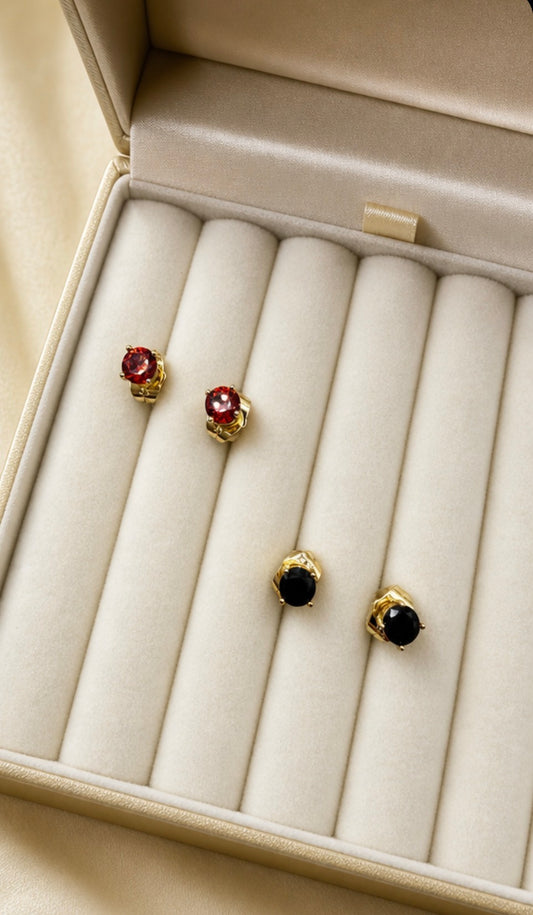Round Zirconia Stud Earrings